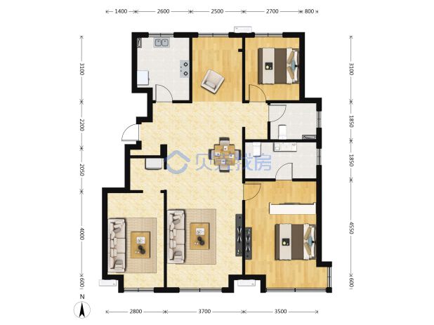 居室：4室2厅2卫 建面：120m²