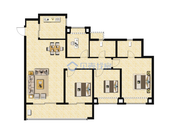 居室：4室2厅2卫 建面：130m²