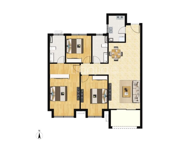 居室：3室2厅2卫 建面：109m²