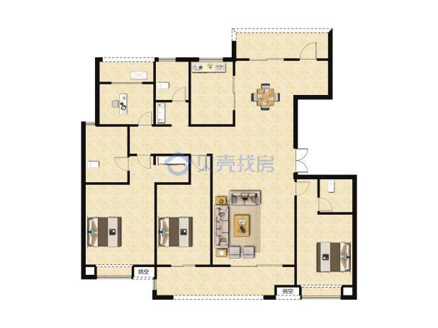 居室：4室2厅3卫 建面：166m²