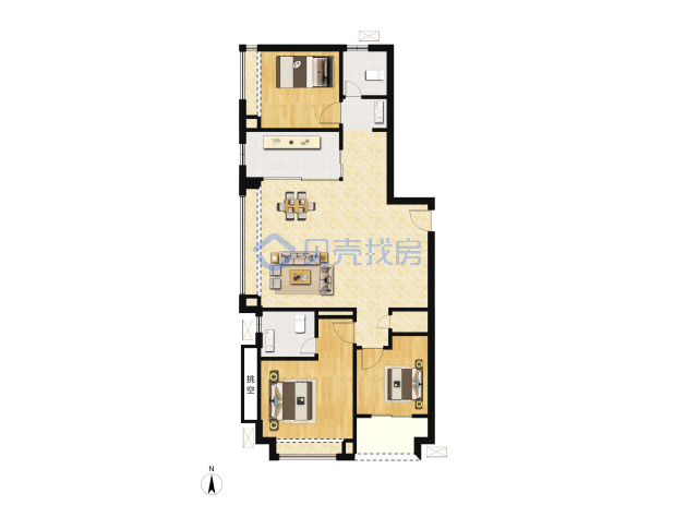 居室：3室2厅2卫 建面：115m²