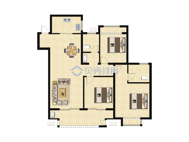 居室：3室2厅2卫 建面：112m²