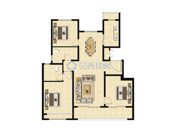 居室：3室2厅2卫 建面：105m²