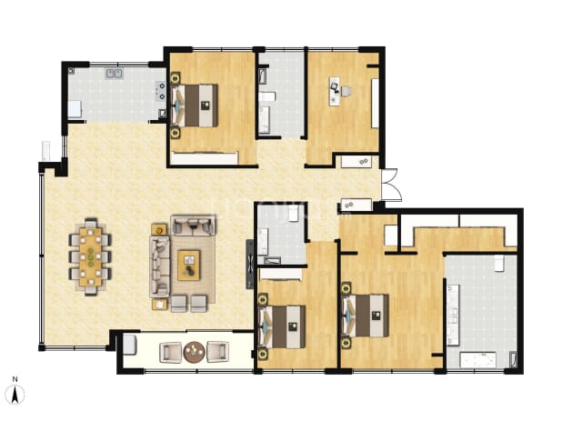 居室：4室2厅3卫 建面：200m²