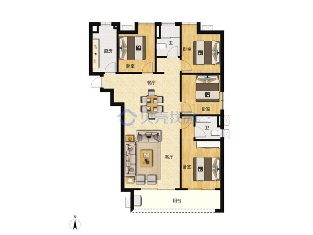 居室：4室2厅2卫 建面：145.71m²