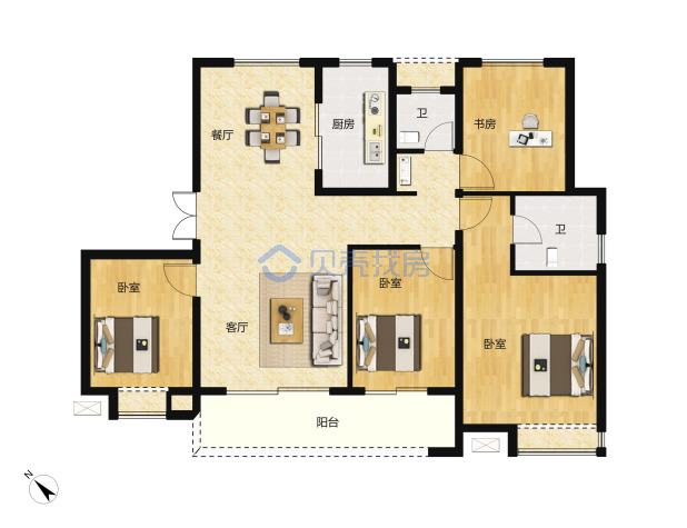 居室：4室2厅2卫 建面：143m²