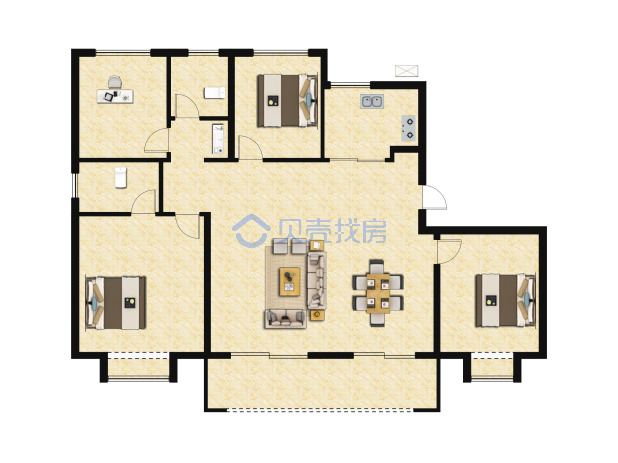 居室：4室2厅2卫 建面：140m²