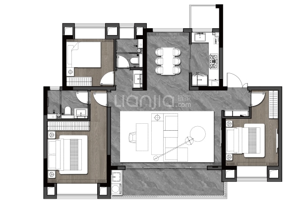 居室：3室2厅2卫 建面：132m²