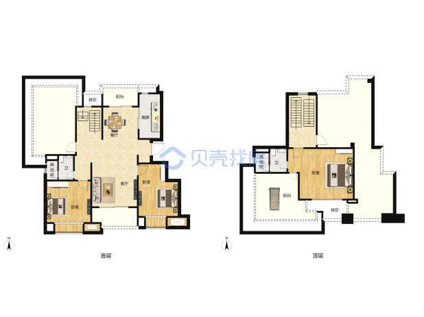 居室：3室2厅2卫 建面：127m²