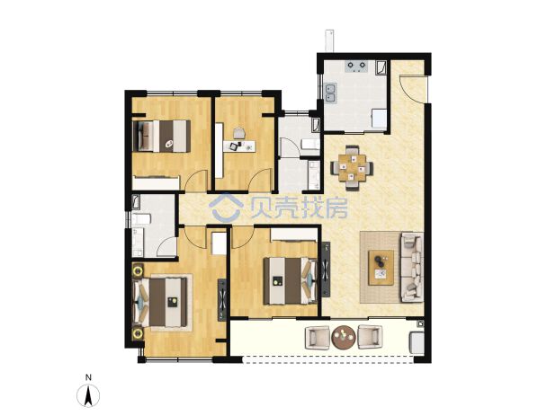 居室：4室2厅2卫 建面：127m²