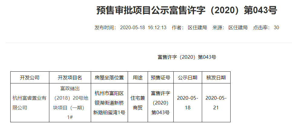 【杭州市碧桂园铂玺湾楼盘】房价,户型,开盘时间详情 预售许可证