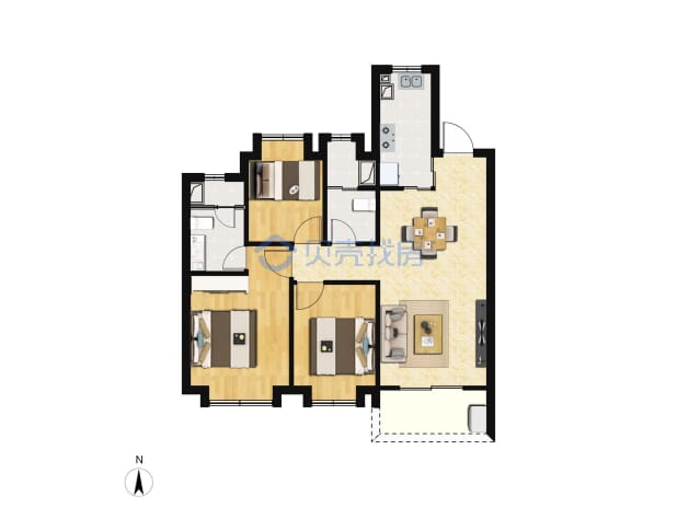 居室：3室2厅2卫 建面：98m²