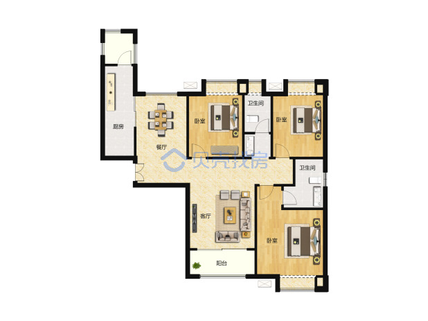 居室：3室2厅2卫 建面：133m²