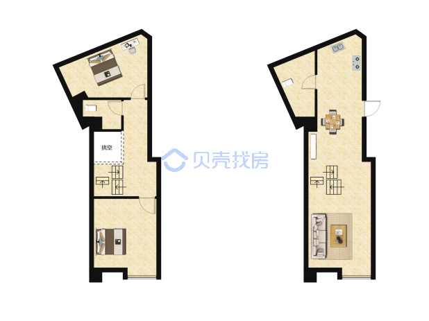 居室：2室2厅2卫 建面：75m²