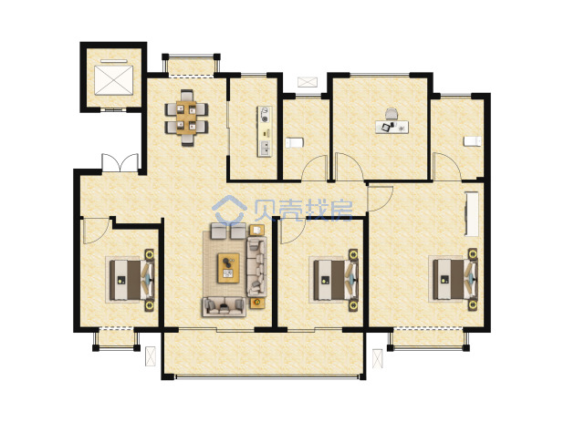 居室：4室2厅2卫 建面：119m²