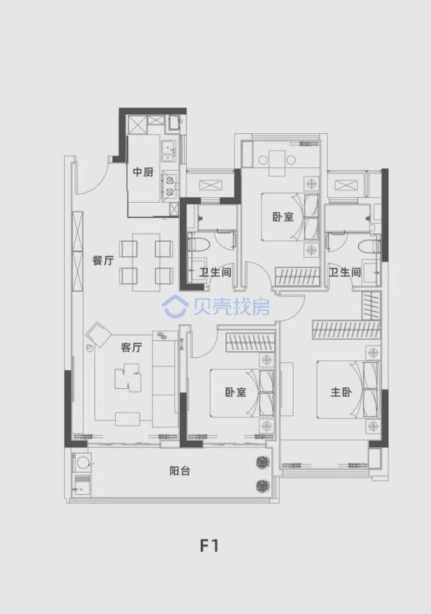 居室：3室2厅2卫 建面：110m²