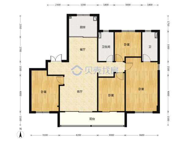 居室：4室2厅2卫 建面：145m²