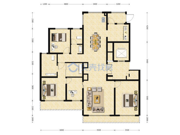 居室：3室2厅2卫 建面：175m²