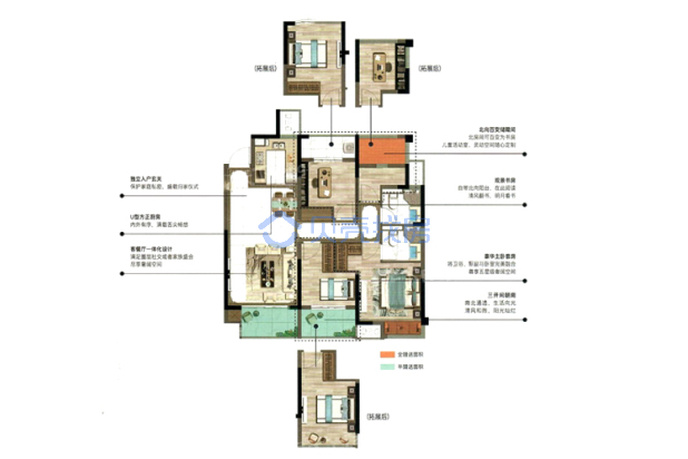 居室：4室2厅2卫 建面：117m²