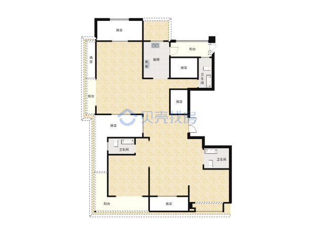 居室：4室2厅2卫 建面：141m²