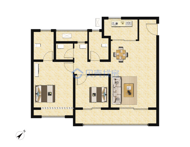 居室：3室2厅2卫 建面：110m²