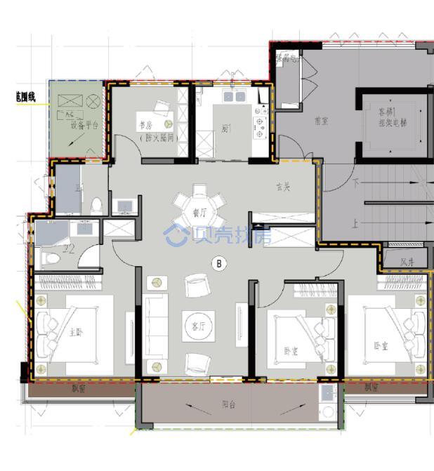 居室：4室2厅2卫 建面：144m²