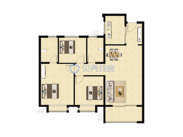 居室：3室2厅2卫 建面：105m²