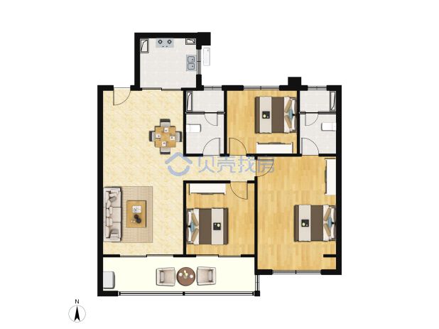 居室：3室2厅2卫 建面：113m²