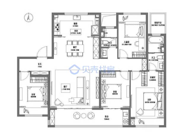 居室：4室2厅3卫 建面：165m²