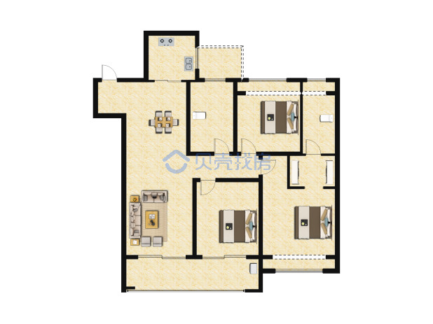 居室：3室2厅2卫 建面：122m²