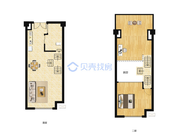 居室：2室2厅1卫 建面：46m²