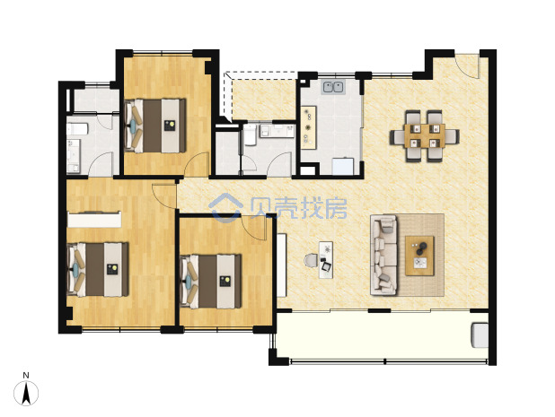 居室：3室2厅2卫 建面：125m²