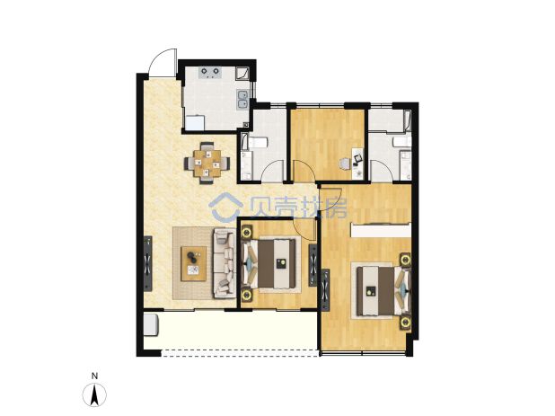 居室：3室2厅2卫 建面：105m²