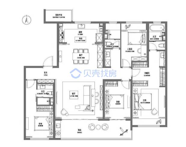 居室：4室2厅3卫 建面：198m²