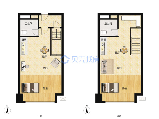 居室：2室4厅2卫 建面：38m²