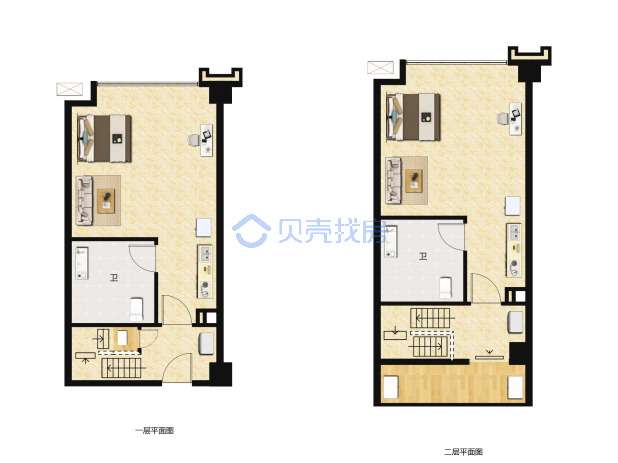 居室：2室0厅2卫 建面：52m²