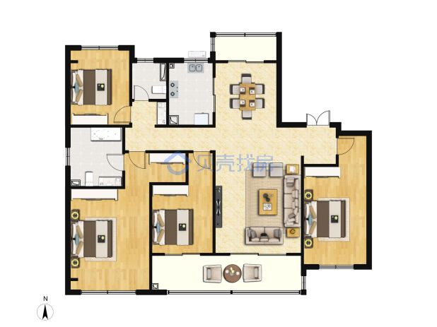 居室：4室2厅2卫 建面：168m²