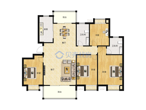 居室：4室2厅2卫 建面：129m²