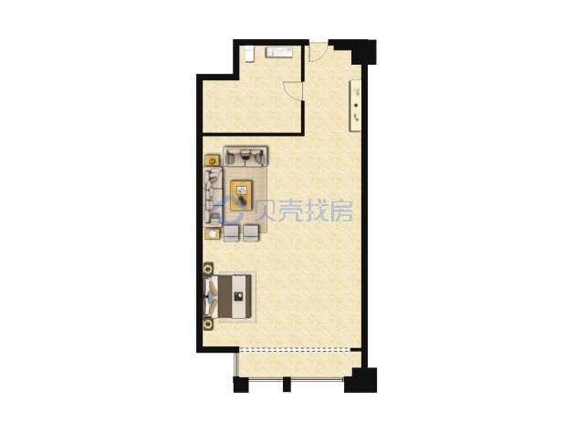 居室：1室1厅1卫 建面：44m²