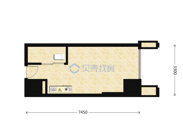 居室：1室1厅1卫 建面：35m²