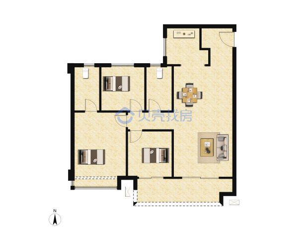 居室：3室2厅2卫 建面：106m²