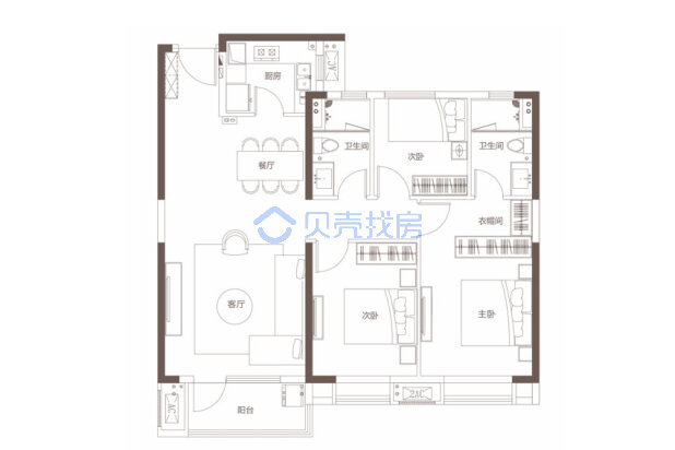 居室：3室2厅2卫 建面：115m²