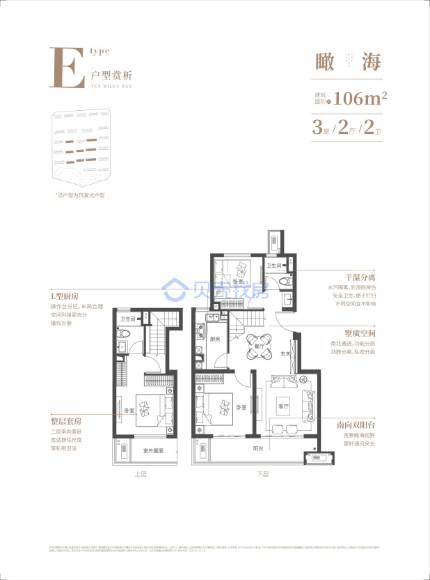 居室：3室2厅2卫 建面：106m²