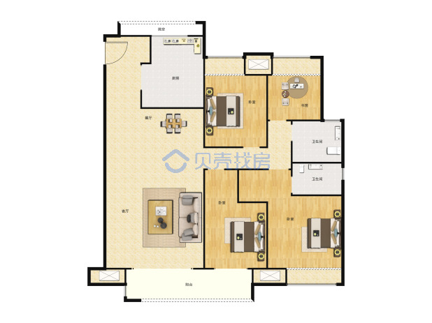 居室：4室2厅2卫 建面：125m²