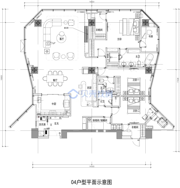 居室：3室2厅3卫 建面：270m²