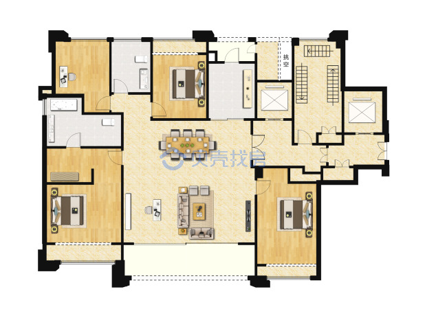 居室：4室2厅2卫 建面：160m²