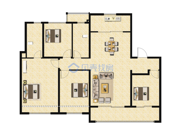 居室：4室2厅2卫 建面：142m²