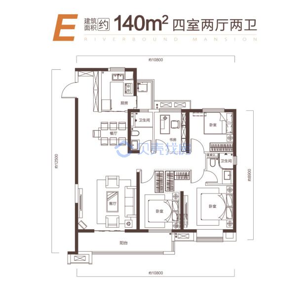 居室：4室2厅2卫 建面：140m²