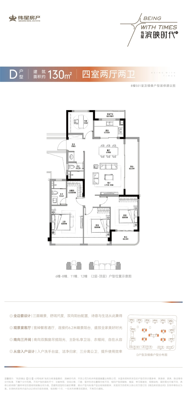 居室：4室2厅2卫 建面：130m²