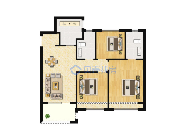 居室：3室2厅2卫 建面：109m²